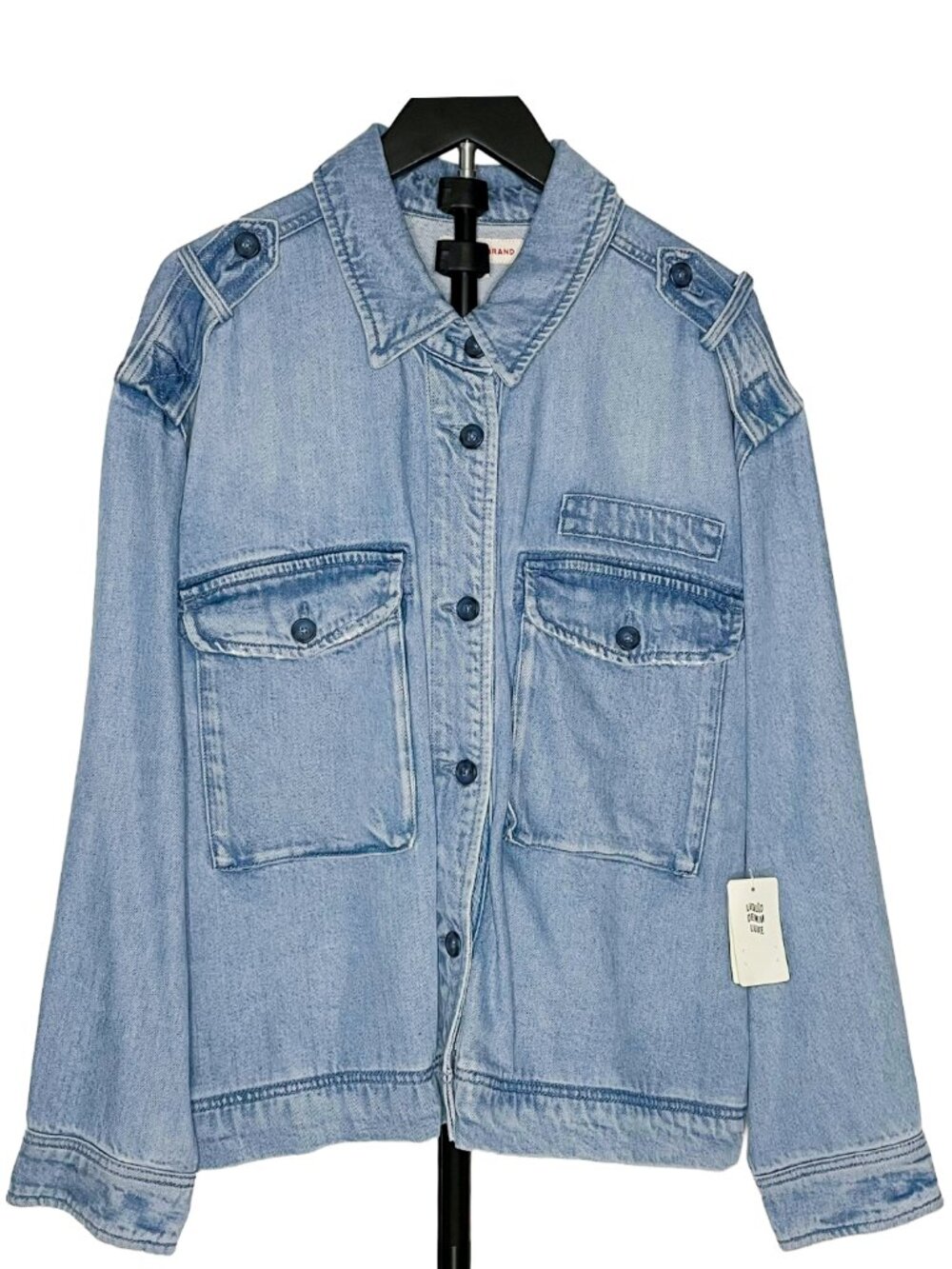 Lucky Brand Liquid Denim Luxe Utility Jean Jacket Light Blue NWT XL